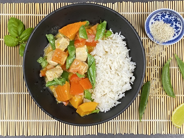 Græskar med kylling i rød karry